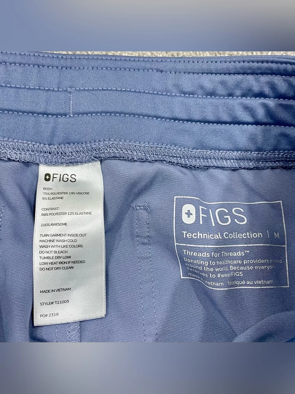 FIGS Blue Scrub Pants Mens Medium Stretch Drawstring Medical Uniform